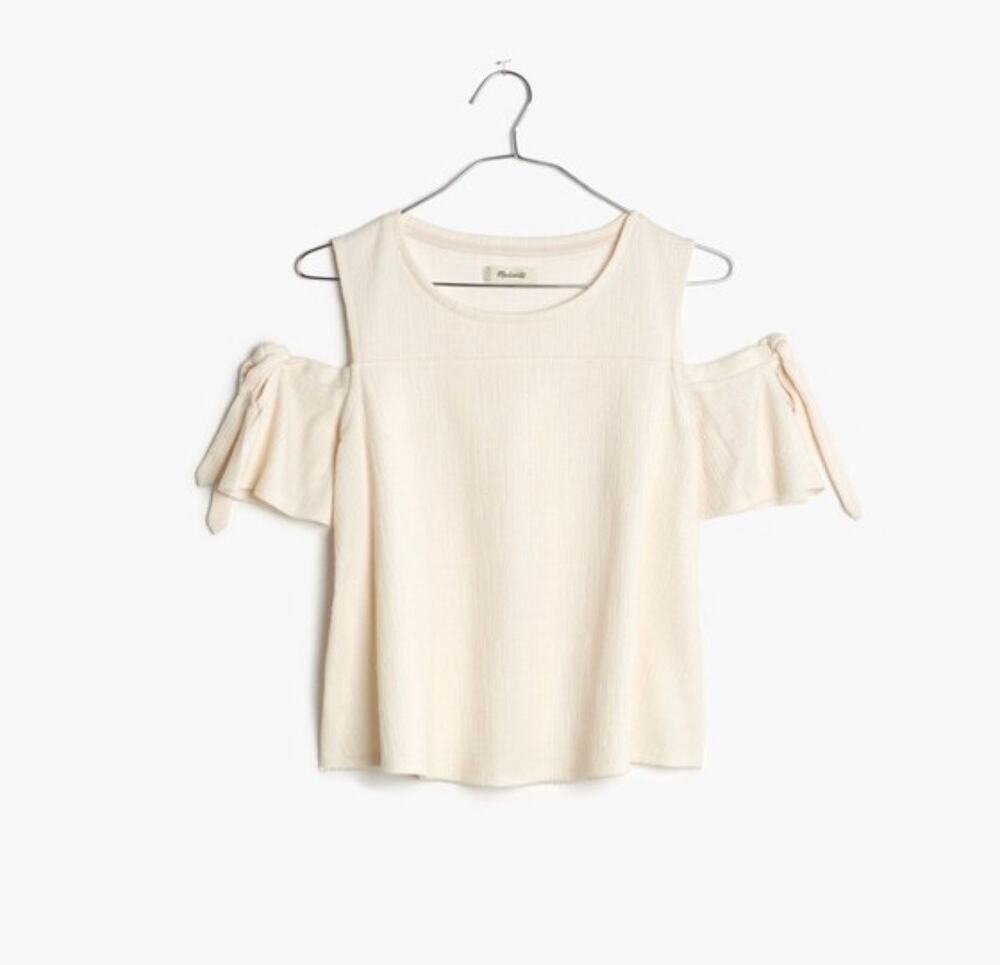 Madewell | Cotton Skylark Cold-Shoulder Top in Cream | Size Small